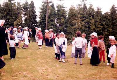Children outside the Church at playtime enjoying games typical of the 18C. Elizabeth Boyd can be seen on the left of the photo above and Clare New is in the photo below